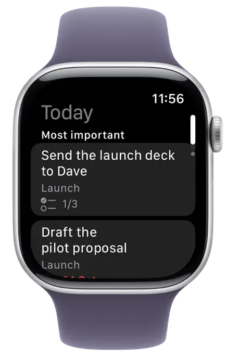 Today's most important cards on Apple Watch